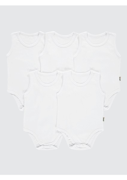 Bebek 5'li Çıtçıtlı Badi 3-9 Ay Beyaz