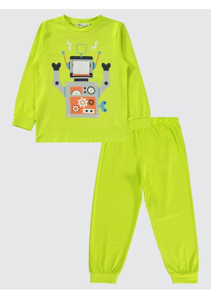 Erkek Çocuk Pijama Takımı 2-5 Yaş Limon Sarısı