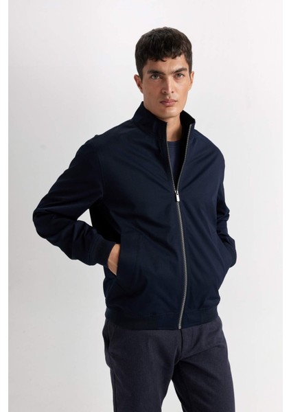 Slim Fit Dar Kesim Dik Yaka Fermuarlı Mont D7338AX25SP