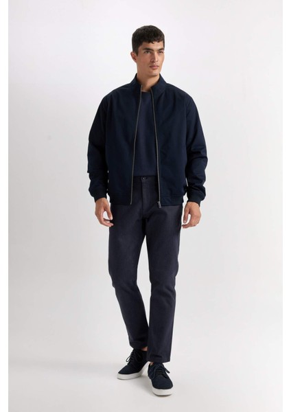 Slim Fit Dar Kesim Dik Yaka Fermuarlı Mont D7338AX25SP
