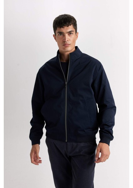 Slim Fit Dar Kesim Dik Yaka Fermuarlı Mont D7338AX25SP