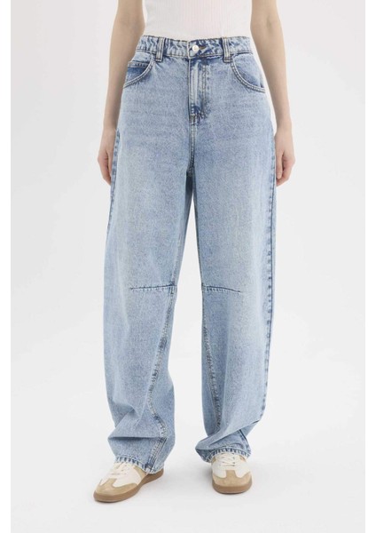 Baggy Fit Yüksek Bel Düz Paça Uzun Jean Pantolon D7964AX25SP