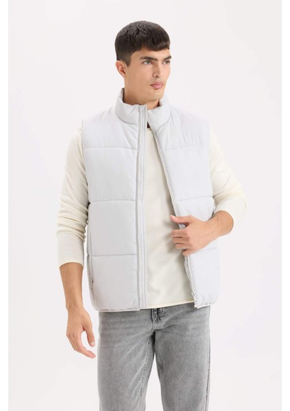 Regular Fit Dik Yaka Fermuarlı Şişme Yelek D6286AX25SP