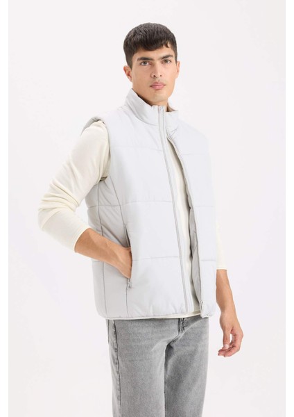 Regular Fit Dik Yaka Fermuarlı Şişme Yelek D6286AX25SP