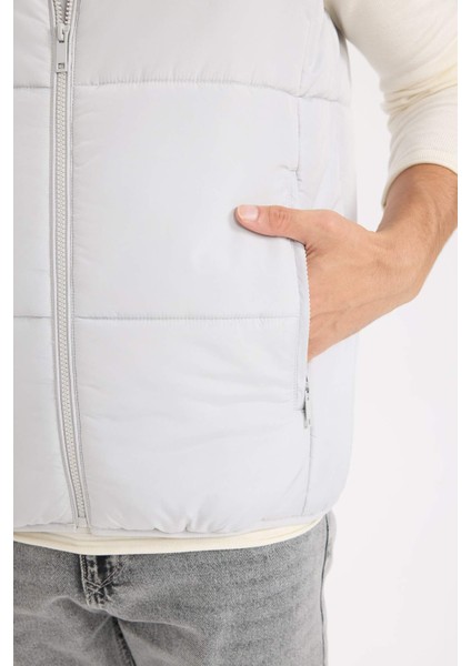 Regular Fit Dik Yaka Fermuarlı Şişme Yelek D6286AX25SP