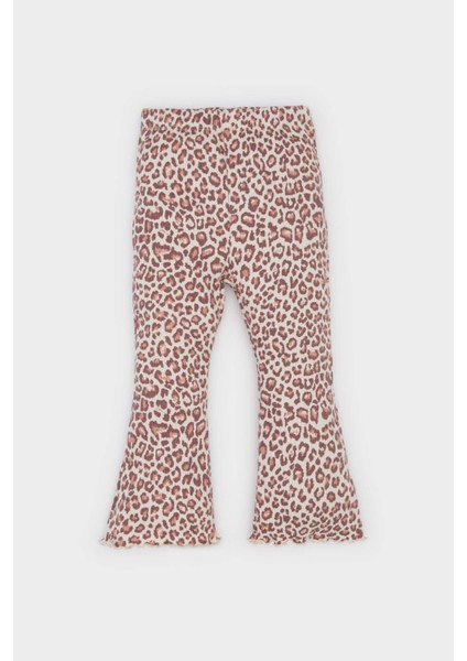 Kız Bebek Leopar Desenli Fitilli Kaşkorse Tayt E5105A525SP