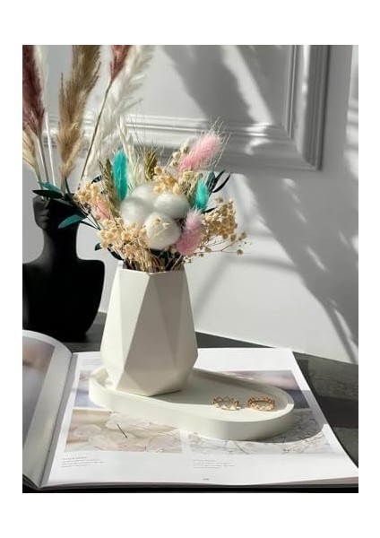 Modern Beyaz Seramik Vazo - Çok Amaçlı Dekoratif Aksesuar, Ev ve Ofis Için modelleri