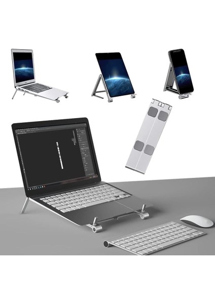 Ayarlanabilir Metal Laptop Dizüstü Stand, Katlanabilir Taşınabilir Laptop, Tablet Telefon Yükseltici Standı Tutucusu, ipad Uyumlu, macbook Uyumlu