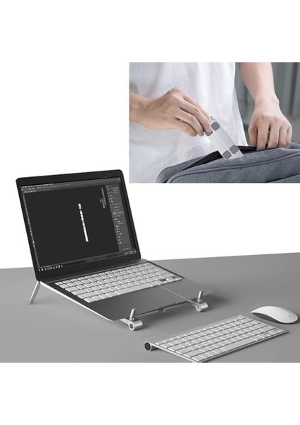Ayarlanabilir Metal Laptop Dizüstü Stand, Katlanabilir Taşınabilir Laptop, Tablet Telefon Yükseltici Standı Tutucusu, ipad Uyumlu, macbook Uyumlu
