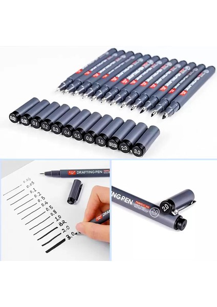 Pigmentli Teknik Çizim Kalemi 12 Li (8801-12)