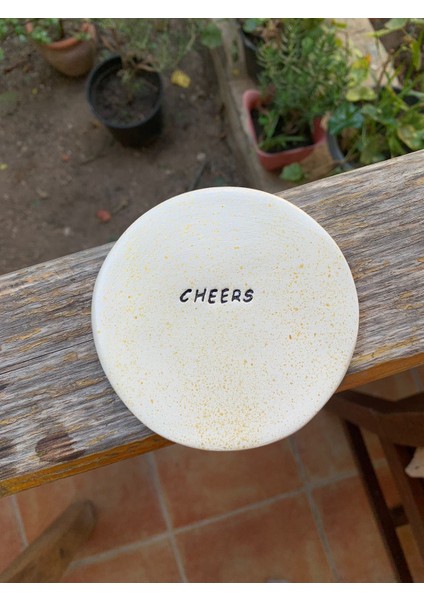 El Yapımı Seramik Bardak Altlığı Cheers