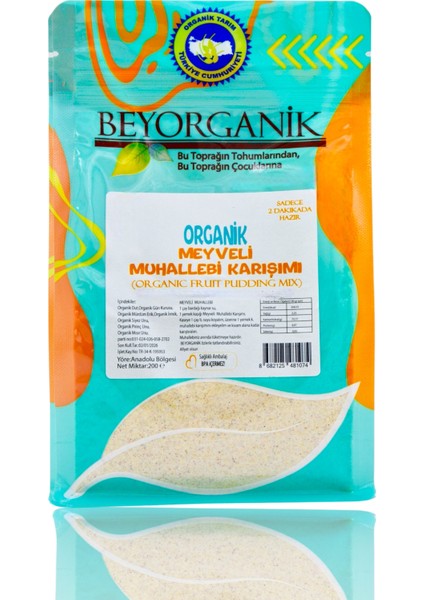 ORGANİK Meyveli Muhallebi Karışımı 200gr (Üç Meyveli) (Pestisit ve Aflatoksin Analizli)