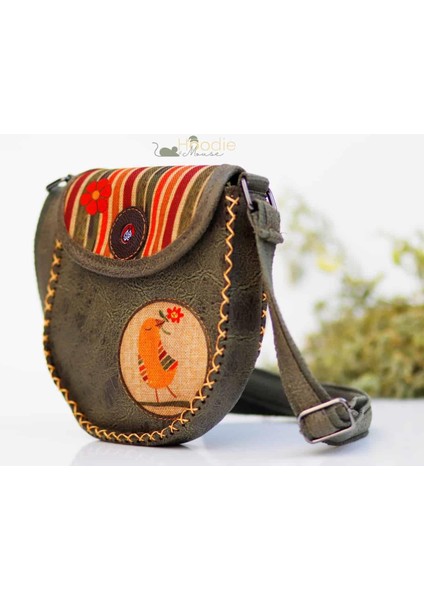 Kuş Figürlü Çapraz Örgülü Kol Çantası Etnik Bohem Style - Yesil