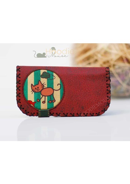 Kedi Balık Figürlü Büyük Cüzdan Etnik Bohem Retro Vintage Style - Bordo