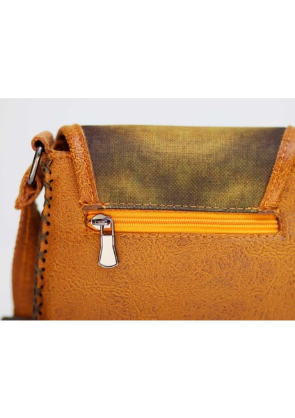 Küçük Prens Figürlü Çapraz Örgülü Kol Çantası Etnik Bohem Style - Hardal