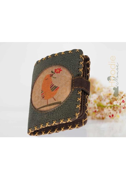 Kuş Figürlü Küçük Cüzdan Etnik Bohem Retro Style - YESİL