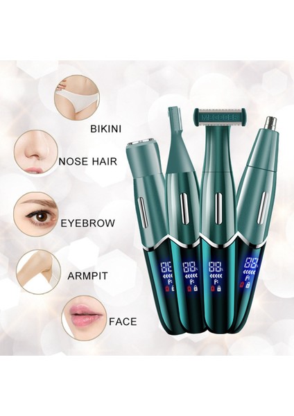 4'ü 1 Arada Samimi Alanlar Saç Kesimi Tıraş Makinesi Kadın Bikini Hattı Hassas Jilet Saç Tıraş Giyotin Yüz Sakal Kesme Makinesi, A (Yurt Dışından)