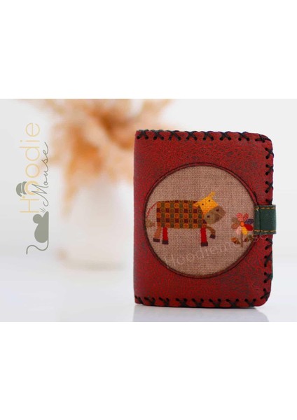 Inek Figürlü Küçük Cüzdan Etnik Bohem Retro Style - Bordo
