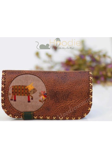 Inek Figürlü Büyük Cüzdan Etnik Bohem Retro Vintage Style - Kahverengi