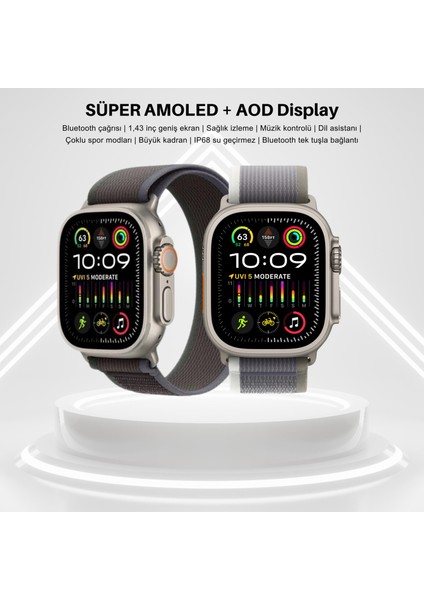 Watch Ultra 3 HK10 Amoled Ekran G-Sensör 2.02 Inç Akıllı Saat 1gb 2 Kordon Chat Gpt 2.0