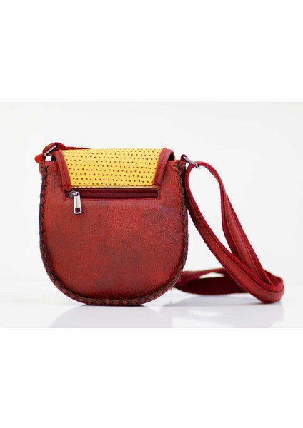 Cin Ayşe Figürlü Çapraz Örgülü Kol Çantası Etnik Bohem Style - Bordo