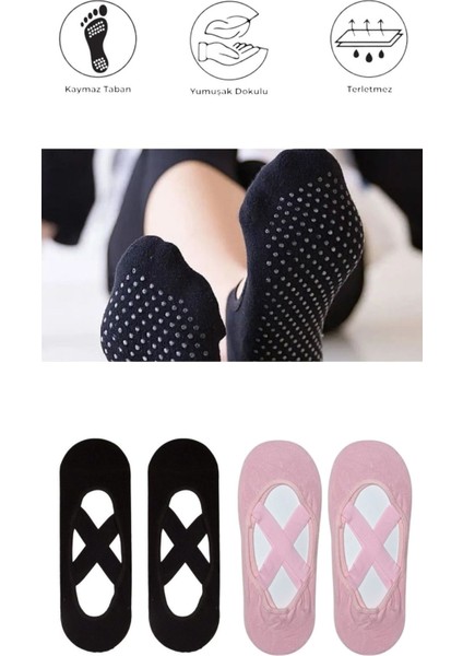 4 Adet Bayan Kaydırmaz Tabanlı Yoga Pilates Fitness Dans ve Spor Çorabı fiyatları