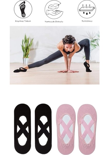 4 Adet Bayan Kaydırmaz Tabanlı Yoga Pilates Fitness Dans ve Spor Çorabı modelleri