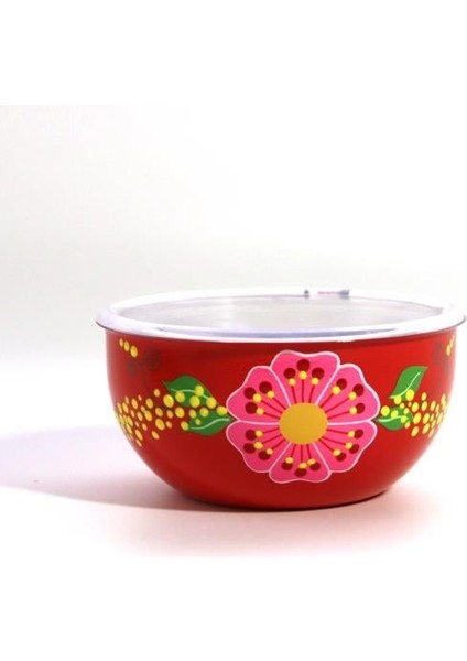 El Boyama 18 cm Kırmızı Kapaklı Kase