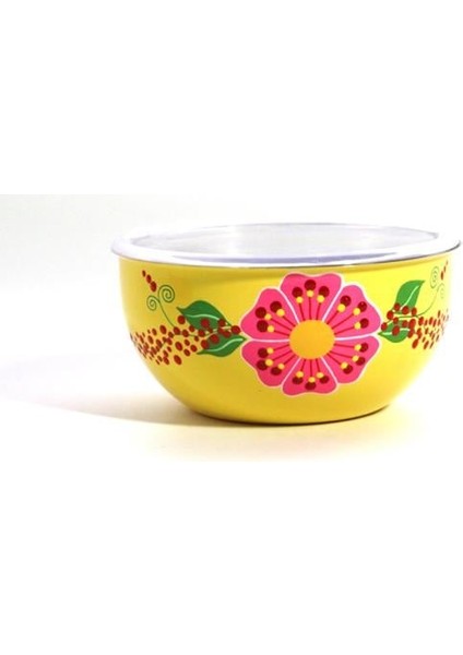 El Boyama 16 cm Sarı Kapaklı Kase