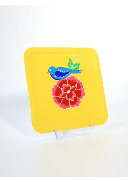 El Boyama Sarı Kare Tepsi