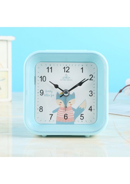 3.78 Inç Basit Stil Gece Lambası ile Dilsiz Öğrenci Çocuk Yetişkin Sevimli Saat Yatak Odası Başucu Küçük Çalar Saat (Mavi) (Yurt Dışından)
