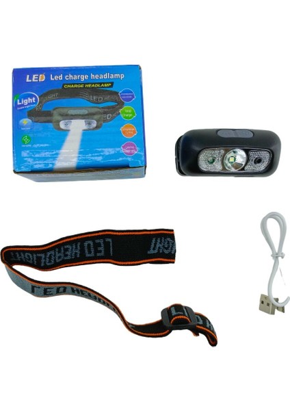 LED Charge Headlamp USB Şarjlı Kafa Lambası Fener Oynar Başlı (4767)