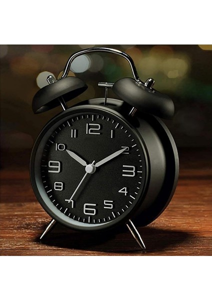 Sessiz Akar Saniyeli 16CM Alarm Masa Çalar Saat Yüksek Zil Sesi Büyük Boy Siyah (Yurt Dışından)