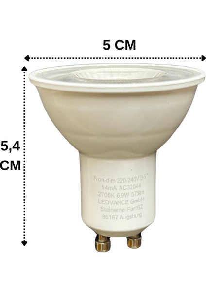 (6 Adet) Osram 6.9W (80W) 2700K (Sarı Işık) GU10 Duylu Led Spot Ampul