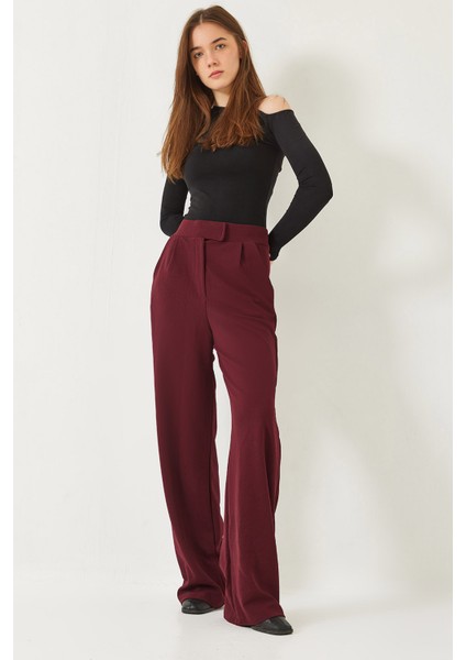 Kadın Yüksek Bel Likralı Cırtlı Palazzo Pantolon fiyatları