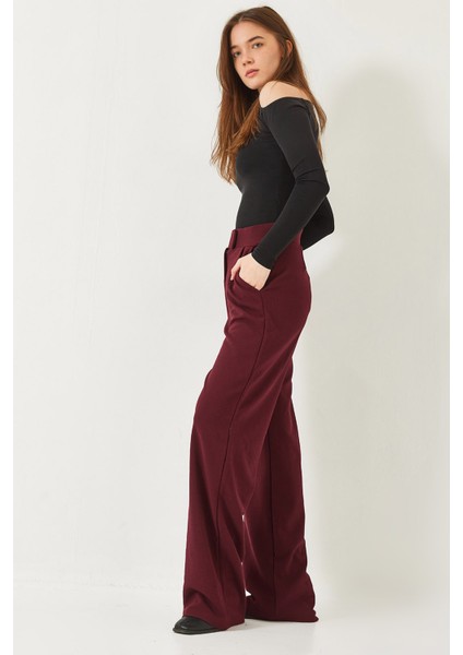 Kadın Yüksek Bel Likralı Cırtlı Palazzo Pantolon modelleri