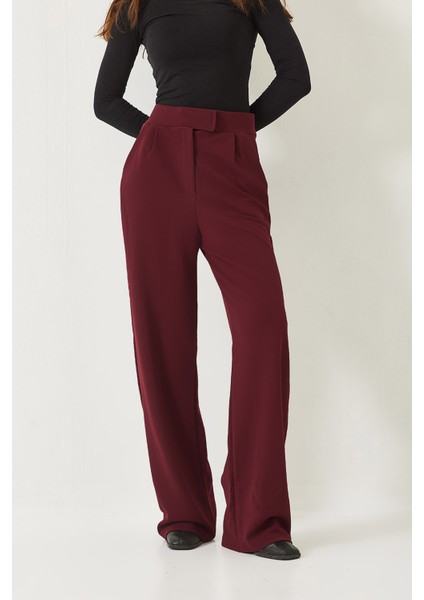 Kadın Yüksek Bel Likralı Cırtlı Palazzo Pantolon fırsatları