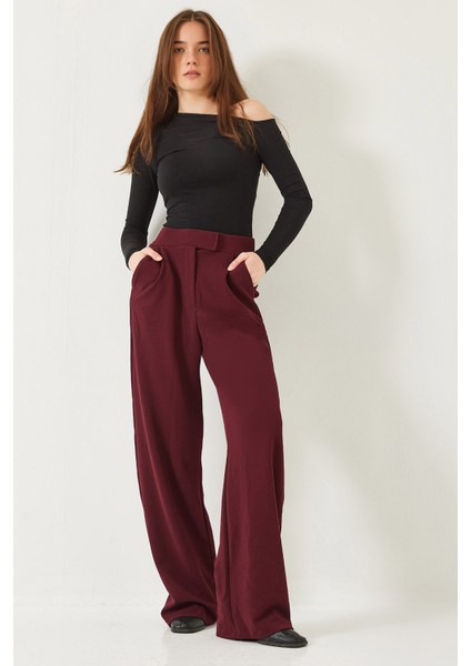 Kadın Yüksek Bel Likralı Cırtlı Palazzo Pantolon indirimleri