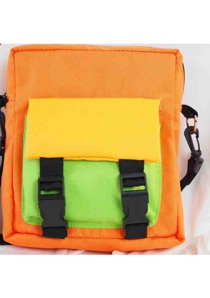 3 Renk Crossbody Çanta - Turuncu / Cırtlı