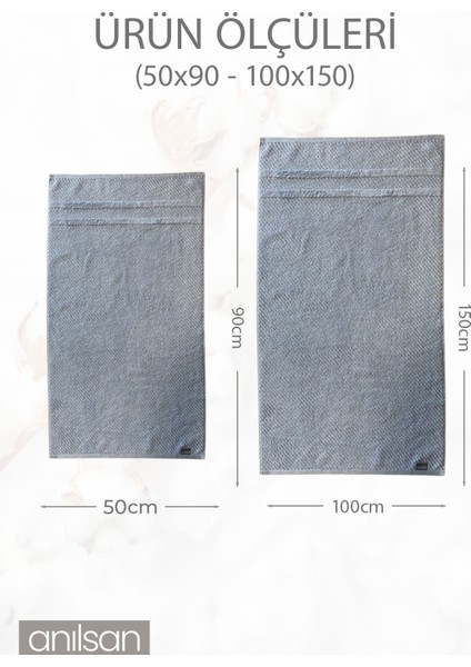 2'li Jakarlı Havlu Seti %100 Pamuk - 1 Adet El Havlusu 50x90 ve 1 Adet Banyo Havlusu 100x150