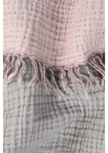 Cocoon %100 Pamuk 4 Katlı Müslin Çift Kişilik Yatak Örtüsü Gri / Pembe 240x260
