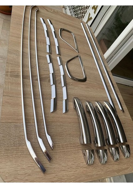 Express Krom Set Ön Tampon Ön Panjur Sis Çerçevesi Kapı Kolu Cam Çıtası 19 Parça Paslanmaz Çelik