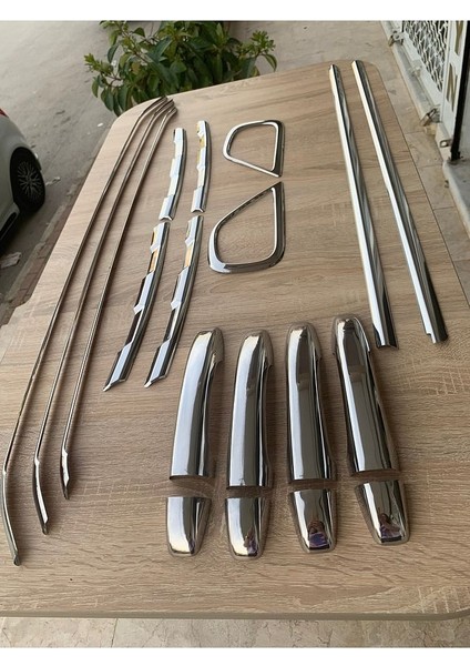Express Krom Set Ön Tampon Ön Panjur Sis Çerçevesi Kapı Kolu Cam Çıtası 19 Parça Paslanmaz Çelik