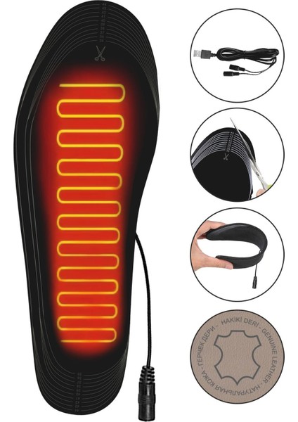 Elektrikli Taşınabilir Kablolu 35-45 Numara Deri Bej Isıtıcılı Ayakkabı Tabanlığı