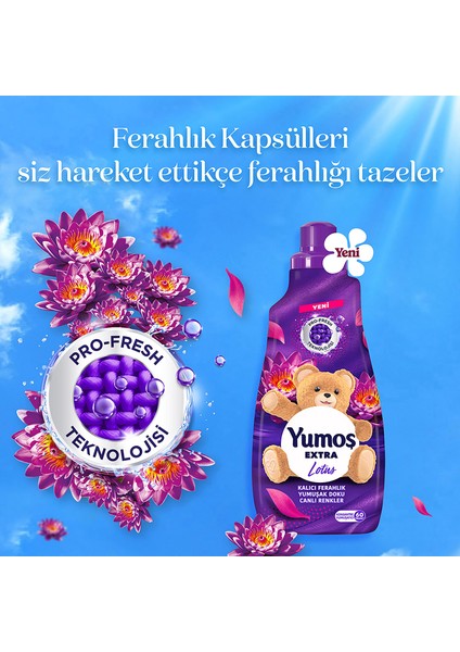 Extra Çamaşır Yumuşatıcı Lotus ml 1440 ml 60 Yıkama X3