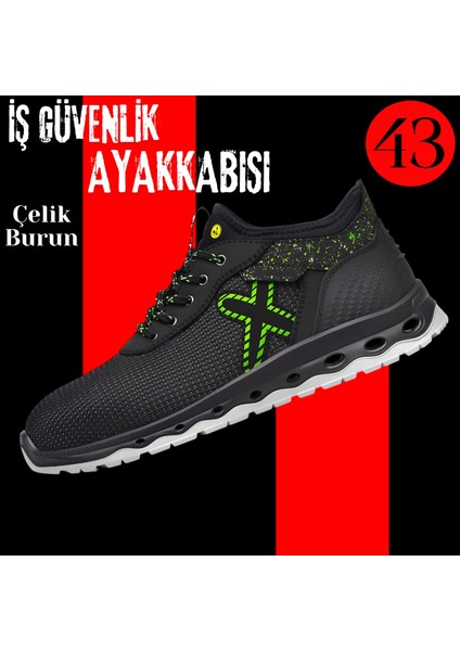 Iş Ayakkabısı 43 Numara Çelik Demir Burunlu Inşaatçı Tekstil Güvenlik Bağcıklı Ayakkabı