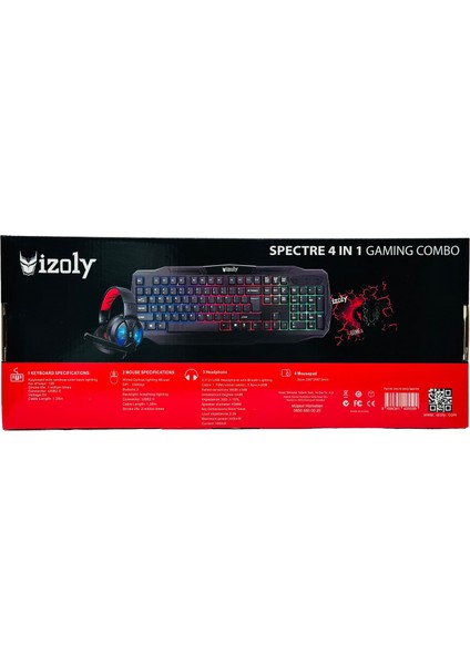 Spectre 4 In 1 Gaming Combo Klavye+Mouse+Kulaklık+Mousepad Seti