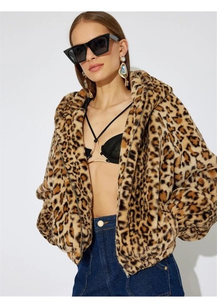 5Wak20307Ew 1D0 Deve Tuyu Desenli Kadın Outerwear Ceket