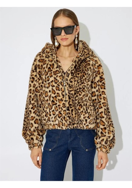 5Wak20307Ew 1D0 Deve Tuyu Desenli Kadın Outerwear Ceket