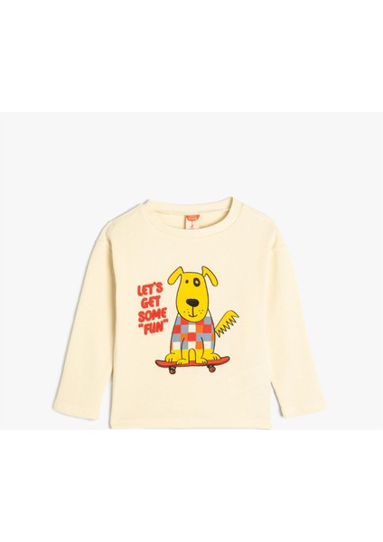 5Wmb10055Tk 010 Ekru Erkek Bebek Pamuk Jersey Sweatshirt